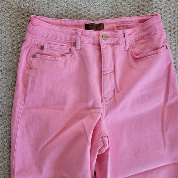Judy Blue Pink Lisa High Rise Control Top Wide Leg Crop Jeans Size 13 / 31 - Picture 5 of 9